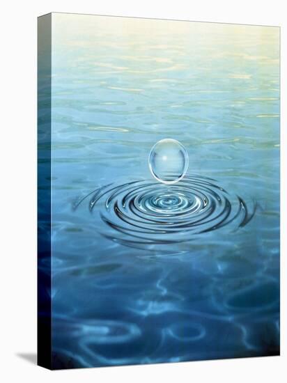 Clear Bubble Floating Above Water Ripples in Choppy Water-null-Premier Image Canvas