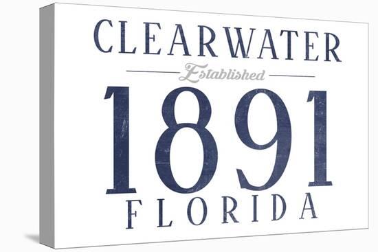 Clearwater, Florida - Established Date (Blue)-Lantern Press-Stretched Canvas