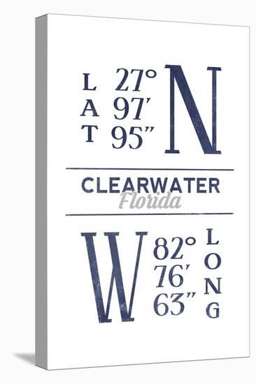 Clearwater, Florida - Latitude and Longitude (Blue)-Lantern Press-Stretched Canvas