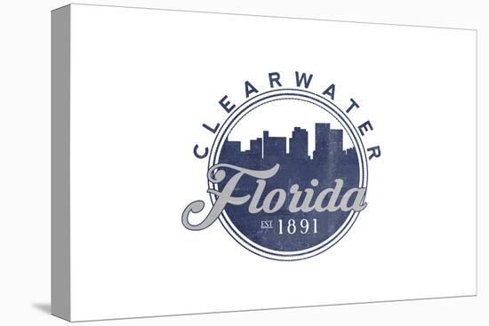 Clearwater, Florida - Skyline Seal (Blue)-Lantern Press-Stretched Canvas