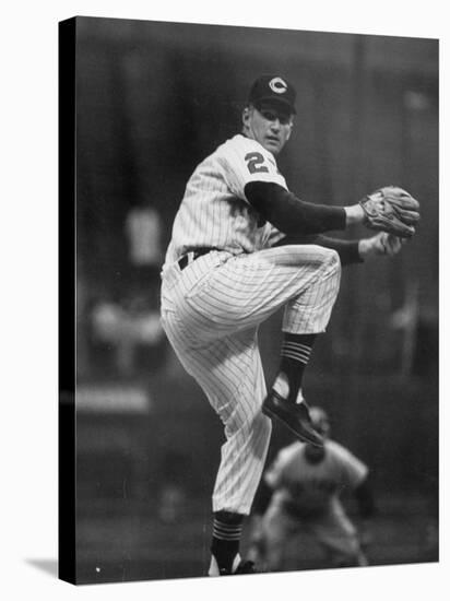 Cleveland Indians Herb Score Winding Up to Throw the Ball-George Silk-Premier Image Canvas