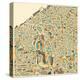 Cleveland Map-Jazzberry Blue-Stretched Canvas