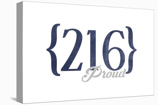 Cleveland, Ohio - 216 Area Code (Blue)-Lantern Press-Stretched Canvas