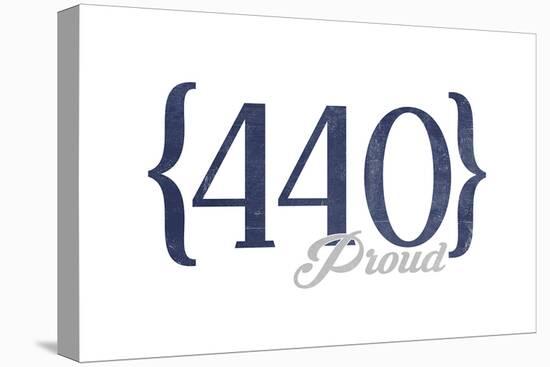 Cleveland, Ohio - 440 Area Code (Blue)-Lantern Press-Stretched Canvas