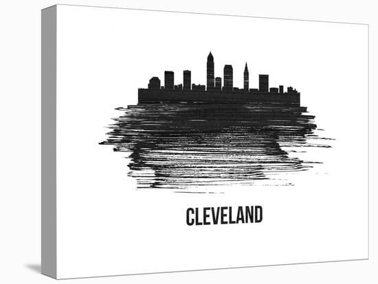 Cleveland Skyline Brush Stroke - Black II-NaxArt-Stretched Canvas