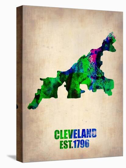 Cleveland Watercolor Map-NaxArt-Stretched Canvas