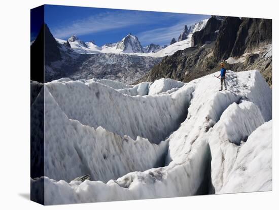 Climber, Mer De Glace Glacier, Mont Blanc Range, Chamonix, French Alps, France-Christian Kober-Premier Image Canvas