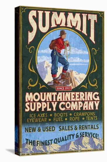 Climber Mountaineering - Vintage Sign-Lantern Press-Stretched Canvas