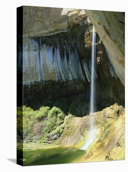 Climber Rappels into Alcove, Calf Creek Falls, Grand Staircase-Escalante National Monument, Utah-Scott T. Smith-Premier Image Canvas