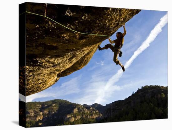 Climber Tackles Difficult Route on Overhang at the Cliffs of Margalef, Catalunya-David Pickford-Premier Image Canvas