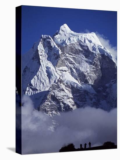 Climbers on Ridge in Dodh Koshir River Valley Photograph Himalayan Peak of Everest Range-Mark Hannaford-Premier Image Canvas