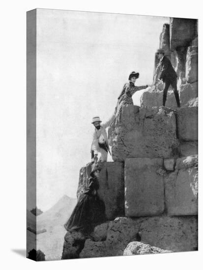 Climbing the Great Pyramid, Egypt, Late 19th Century-John L Stoddard-Premier Image Canvas