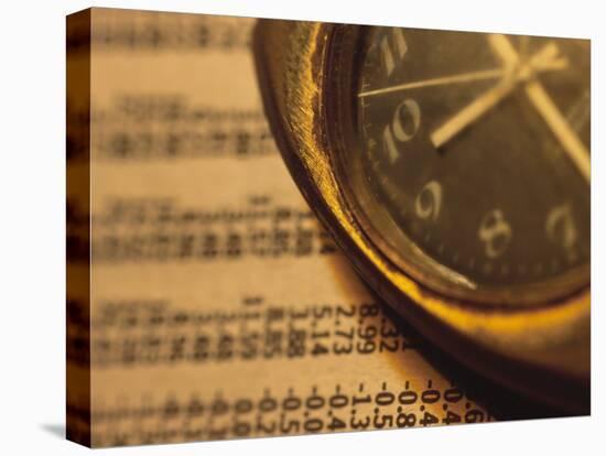 Clock on Newspaper Stock Market Report-null-Premier Image Canvas