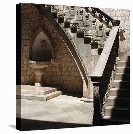 Cloister - Fountain-Tony Koukos-Stretched Canvas