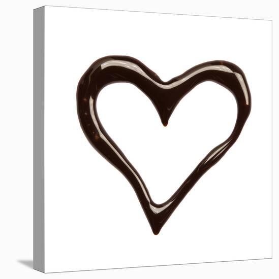 Close Up Chocolate Syrup Heart On White Background-donatas1205-Stretched Canvas