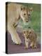 Close-up of a Lioness and Her Cub, Ngorongoro Crater, Ngorongoro Conservation Area-null-Premier Image Canvas