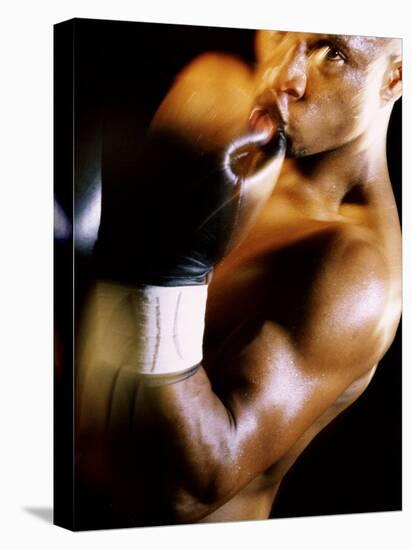 Close-up of a Male Boxer Wearing Boxing Gloves-null-Premier Image Canvas