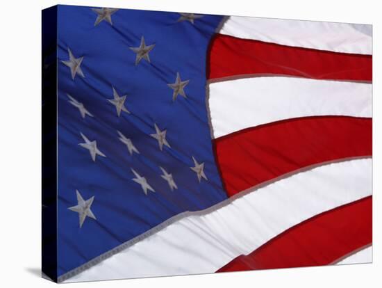 Close-up of an American Flag Waving in the Wind-null-Premier Image Canvas