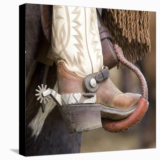 Close-Up of Cowboy Boot and Spurs at Sombrero Ranch, Craig, Colorado, USA-Carol Walker-Premier Image Canvas