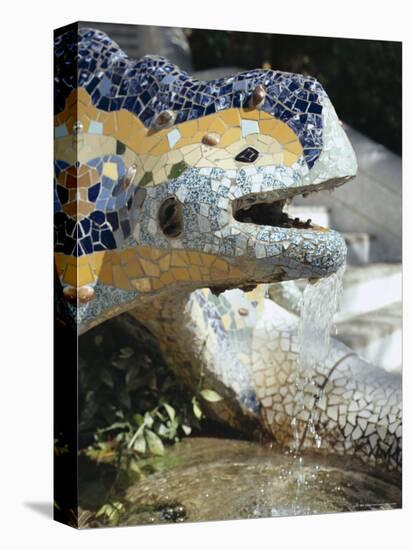 Close-Up of Mosaic Dragon, by Gaudi, Parc Guell, Barcelona, Catalonia (Cataluna) (Catalunya), Spain-Peter Higgins-Premier Image Canvas