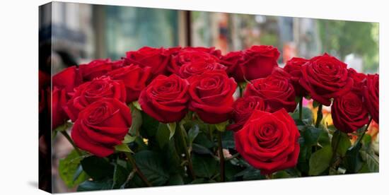 Close-Up of Red Roses in a Bouquet During Sant Jordi Festival, Barcelona, Catalonia, Spain-null-Stretched Canvas