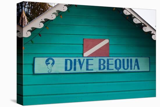 Close-up of Sign Dive Bequia, Port Elizabeth, Bequia, Saint Vincent And The Grenadines-null-Premier Image Canvas