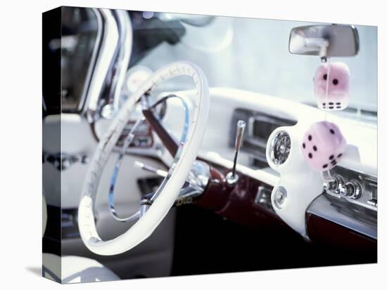 Close-Up of Steering Wheel and Interior of a Pink Cadillac Car-Mark Chivers-Premier Image Canvas