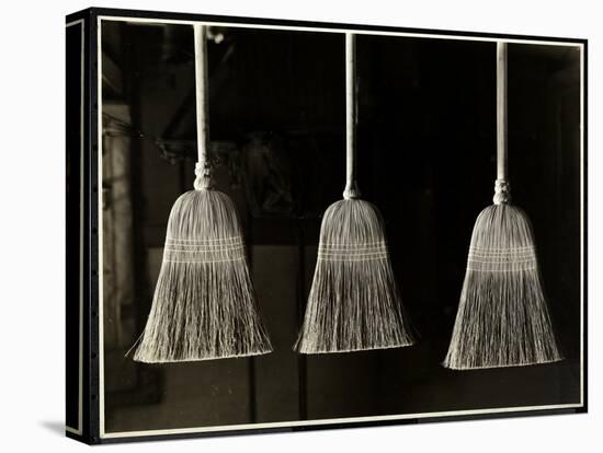 Closeup View of Three Brooms, Presumably Made by the Men of the Bourne Memorial Building, New…-Byron Company-Premier Image Canvas