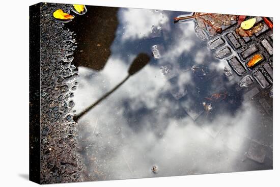 Clouds and Street Lamp Reflection-null-Stretched Canvas