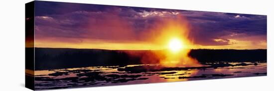 Cloudscape at Sunset, Great Fountain Geyser, Yellowstone National Park, Wyoming, USA-null-Premier Image Canvas