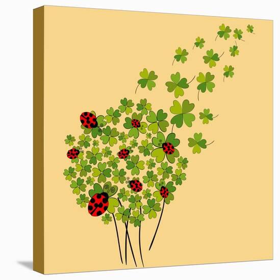 Clover and Ladybugs Spring-Cienpies Design-Stretched Canvas