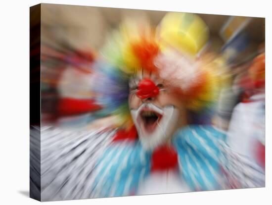 Clown Celebrates During a Colourful Historical Carnival Procession in Wasungen, Germany-null-Premier Image Canvas