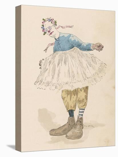 Clown Wearing Very Large Shoes Flowers in His Hair Glasses and a Pink Tutu-Jules Garnier-Stretched Canvas