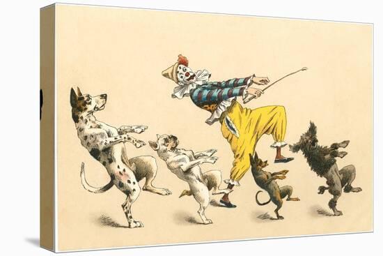 Clown with Dancing Dogs-null-Stretched Canvas