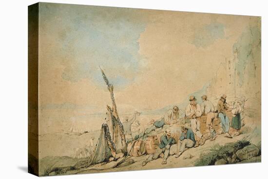 Coast Scene with Figures near a Wall-George Chinnery-Premier Image Canvas