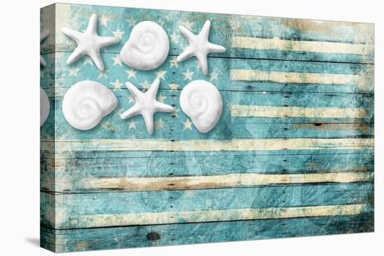 Coastal American Flag-Jace Grey-Stretched Canvas