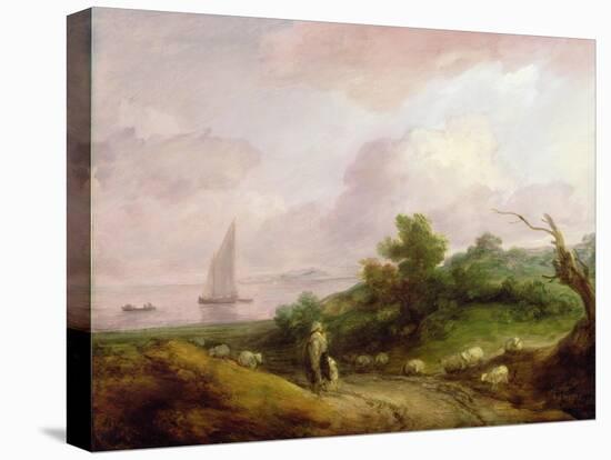 Coastal Landscape with a Shepherd and His Flock, C.1783-4-Thomas Gainsborough-Premier Image Canvas