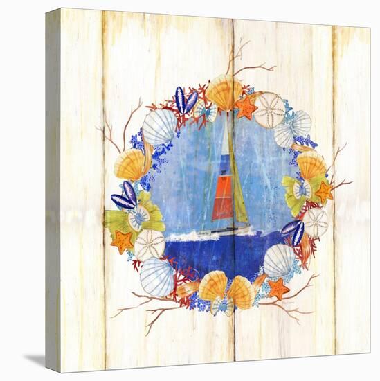 Coastal Sailboat Wreath-Mary Escobedo-Stretched Canvas