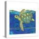 Coastal-Sea Turtle-Swirly Ocean-Robbin Rawlings-Stretched Canvas