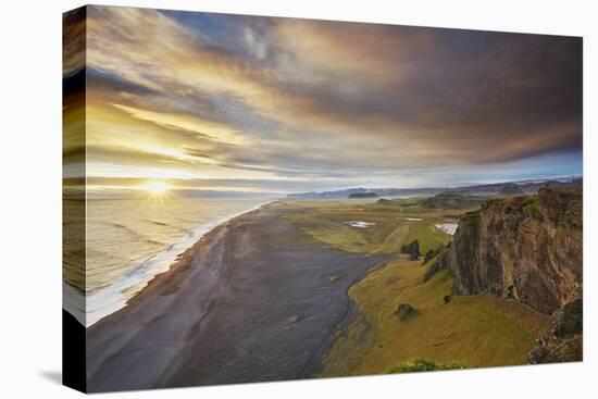 Coastline view from Dyrholaey Island, just before sunset, near Vik, south coast of Iceland-Nigel Hicks-Premier Image Canvas