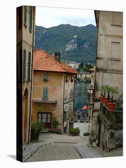 Cobblestone Street Down to Waterfront, Lake Orta, Orta, Italy-Lisa S. Engelbrecht-Premier Image Canvas