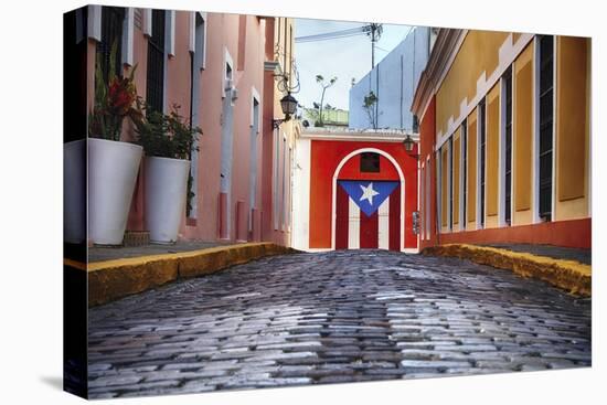 Cobblestone Street in Old San Juan, Puerto Rico-George Oze-Premier Image Canvas