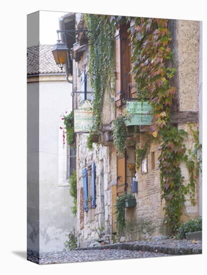 Cobblestone Street with Half Timber Stone Houses, Place De La Myrpe, Bergerac, Dordogne, France-Per Karlsson-Premier Image Canvas