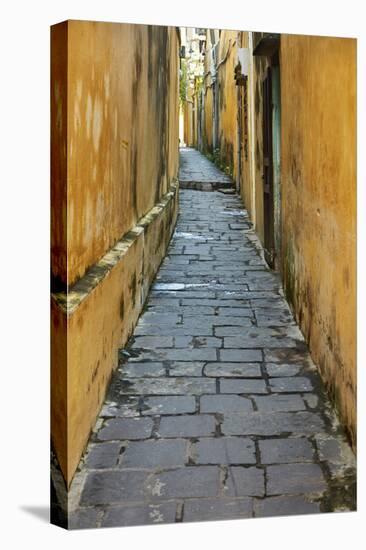 Cobblestones and yellow walls in alleyway, Hoi An, Vietnam-David Wall-Premier Image Canvas
