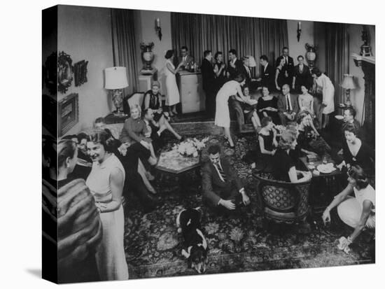 Cocktail Party in the Home of Mrs. R. Craig Montgomery-Yale Joel-Premier Image Canvas