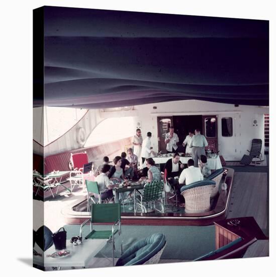 Cocktail Party on Deck of Famous Yacht 'Christina O' Owned by Shipping Magnate Aristotle Onassis-Dmitri Kessel-Premier Image Canvas