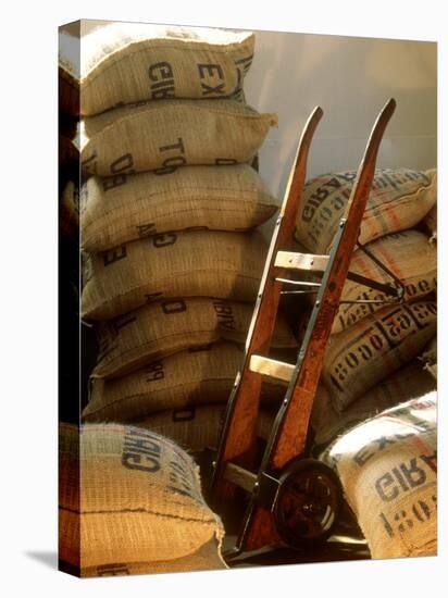 Coffee Beans in Burlap Bags in Warehouse-null-Premier Image Canvas