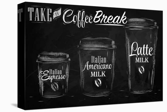 Coffee Break Blackboard-null-Stretched Canvas