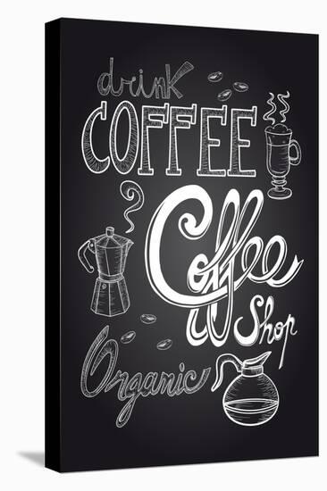 Coffee Chalkboard Illustration-cienpies-Stretched Canvas