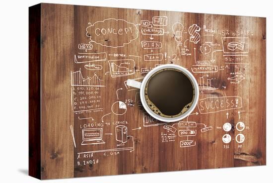Coffee Cup And Business Plan-null-Stretched Canvas